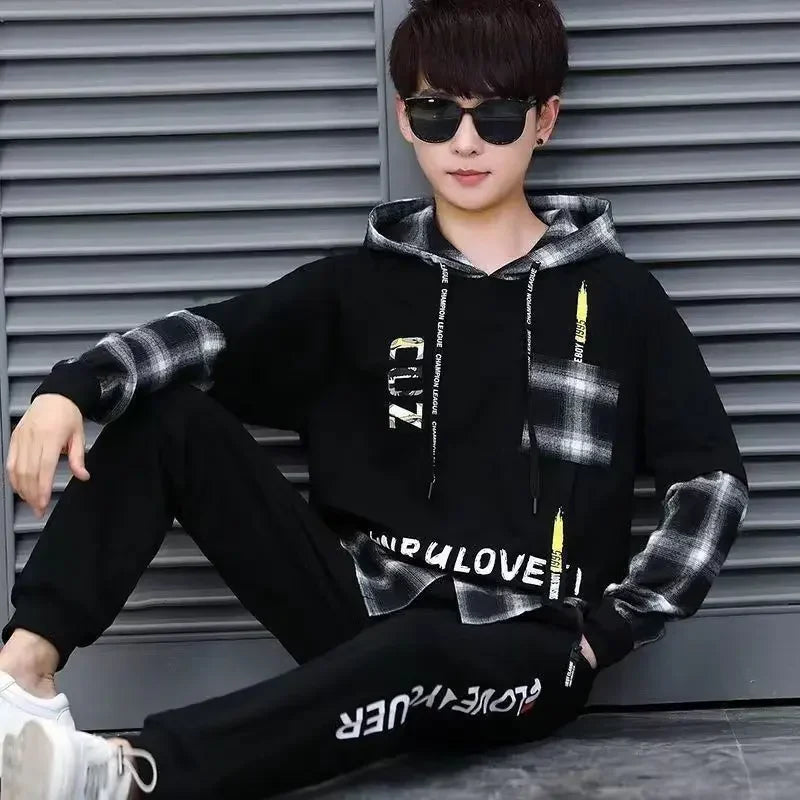 Top White Sports Suits Alphabet Pants Sets Sweatshirt Men's Clothing Plaid T Shirt Man Original Sweatpants Tracksuit Brands Xl