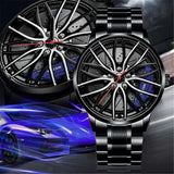 New Top Men Stainless Steel Watches Mens Car Wheel Hub Leather Quartz Watch For Male Military Sport Watch Relogio Masculino Hot