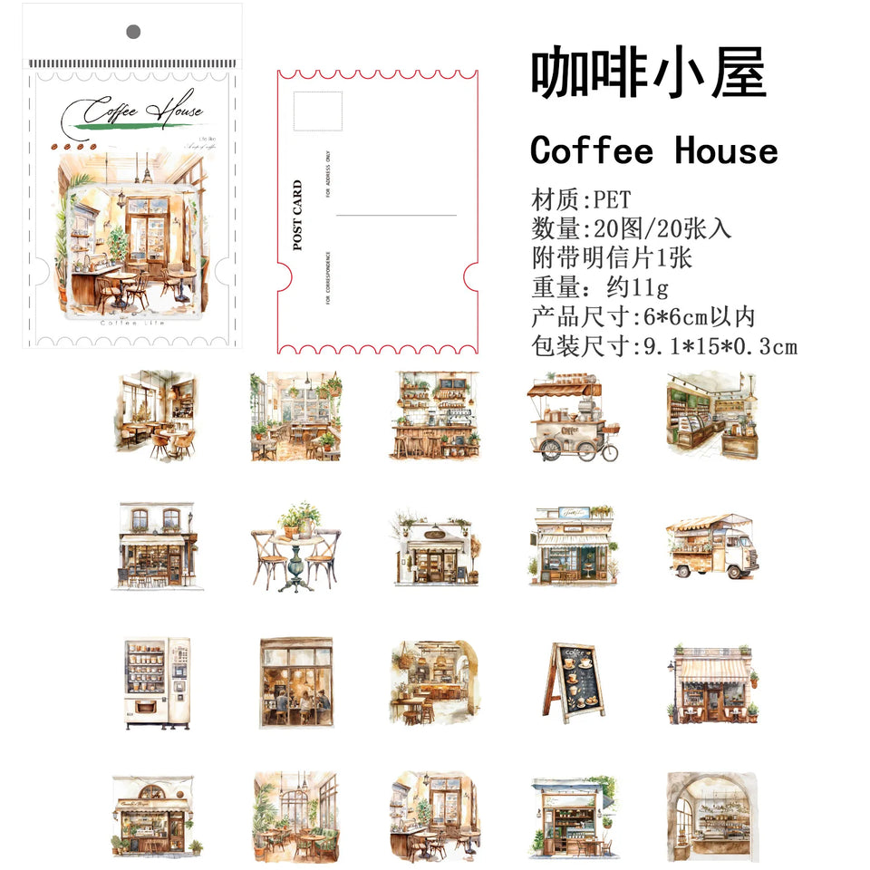 20pcs/lot Kawaii Stationery Stickers coffee life Diary Decorative Mobile Stickers Scrapbooking DIY Craft Stickers
