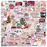 50pcs Funny Coffee Stickers Cute Cartoon Animals Decal DIY Handbook Laptop Phone Suitcase Stationery Stickers For Teens Gift