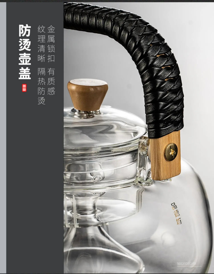 Steaming and boiling teapot, heating and boiling tea, glass kettle, household tea set, boiling