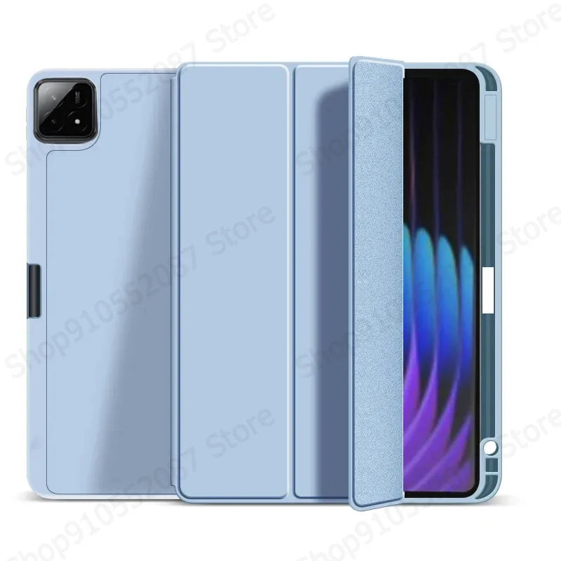 Coque For Xiaomi Pad 7 Case with Pen Holder PU Leather Soft Back Trifold Stand Cover For Xiaomi Pad 7 Pro Mi Pad 7 Case 11.2''