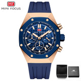 MINI FOCUS Watches Men Blue Silicone Strap Sport Watch Waterproof Luminous Chronograph Quartz Wristwatch часы мужские reloj 0417