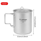 Tiartisan 350ml 750ml Tatinium Cup Hiking Tableware Fodable Handle Coffee Cups with lids Lightweight Frosted Cup Mugs