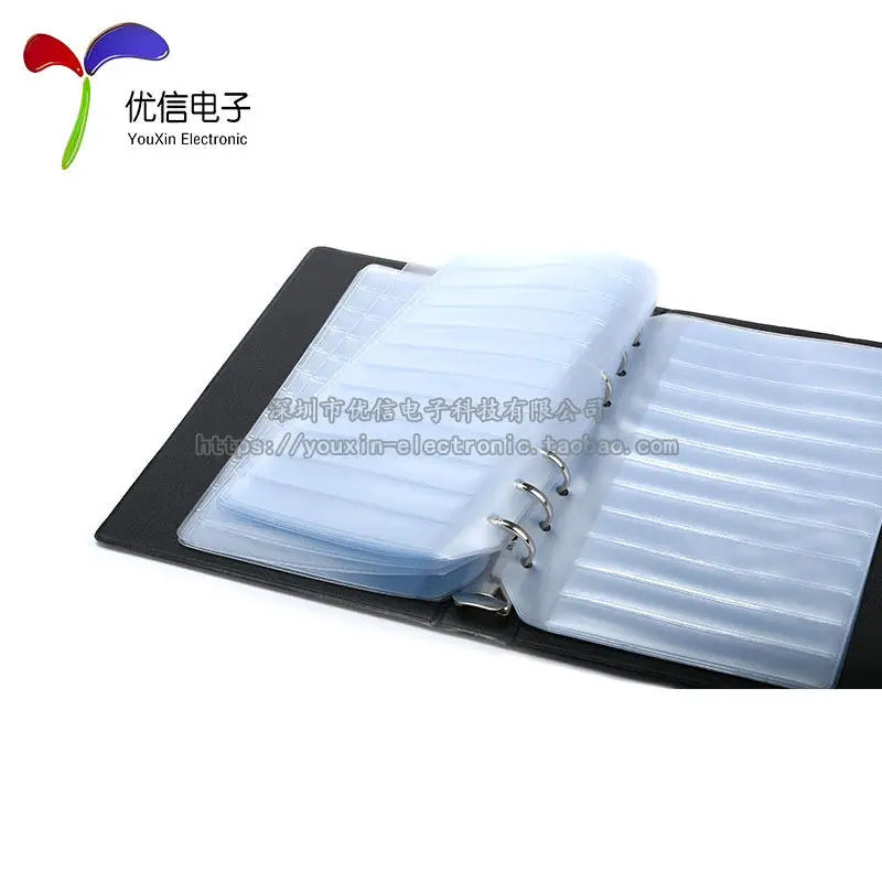 Electronic components sample book, chip ic resistor capacitor inductor book/package, component sample book, empty book