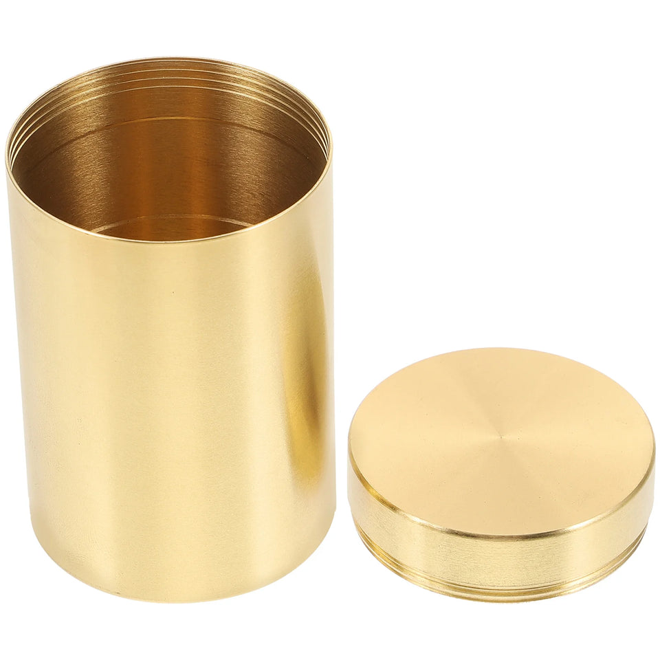 1Pcs Brass Tea Canister Waterproof Sealed Container for Storing Cereals Coffee Beans Dried Fruits Home Kitchen Storage Bottle