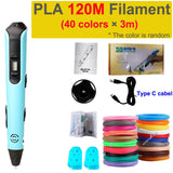 New 3D Printing Pen LCD Display Screen 1.75mm ABS/PLA 0.7mm Diameter Material Kids DIY Drawing Pen Christmas Birthday Gifts