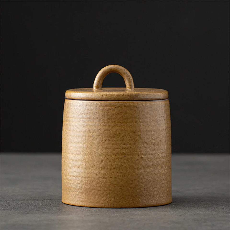 Ceramic Tea Caddy Sealed Jar Small Tea Box Portable Tea Can Storage Tank Candy Jars Food Container Tea Organizer Decorative Jar