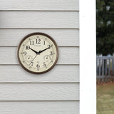 8.75 Inch Antique Bronze Indoor Outdoor Wall Clock with Thermometer Hygrometer Lightweight Durable Quartz Movement Analog Clock