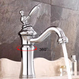 Chrome Basin Faucet Brass Black 360° rotatable basin faucet European-style Hot and Cold mixing faucet Brushed