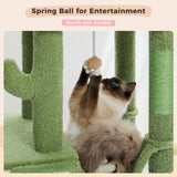 Cactus Cat Tree Floor to Ceiling Cat Tower 7 Tiers Cat Climbing Tree with Cozy Hammocks and Condos 5 Platforms Scratching Posts
