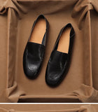 SHOEBOX Retro flat woman loafers new fashion style for spring and autumn 2025, shallow-mouth round-toe genuine leather shoes