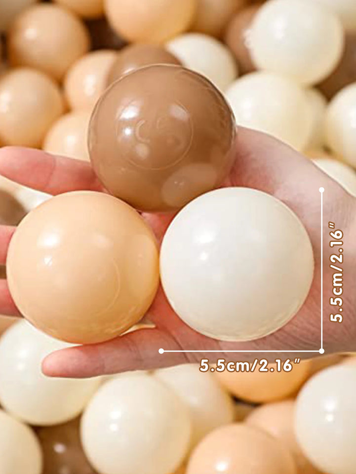 5.5CM 50/100pcs Soft Ball Pit Ball Crush Proof Plastic Balls With Reusable Net Bag for Kids Coffee Beige Cream Brown Mix Colours