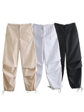 Willshela Women Fashion Parachute Cargo Pants Vintage Jogging Trousers High Elastic Waist Female Chic Lady Boot Cut