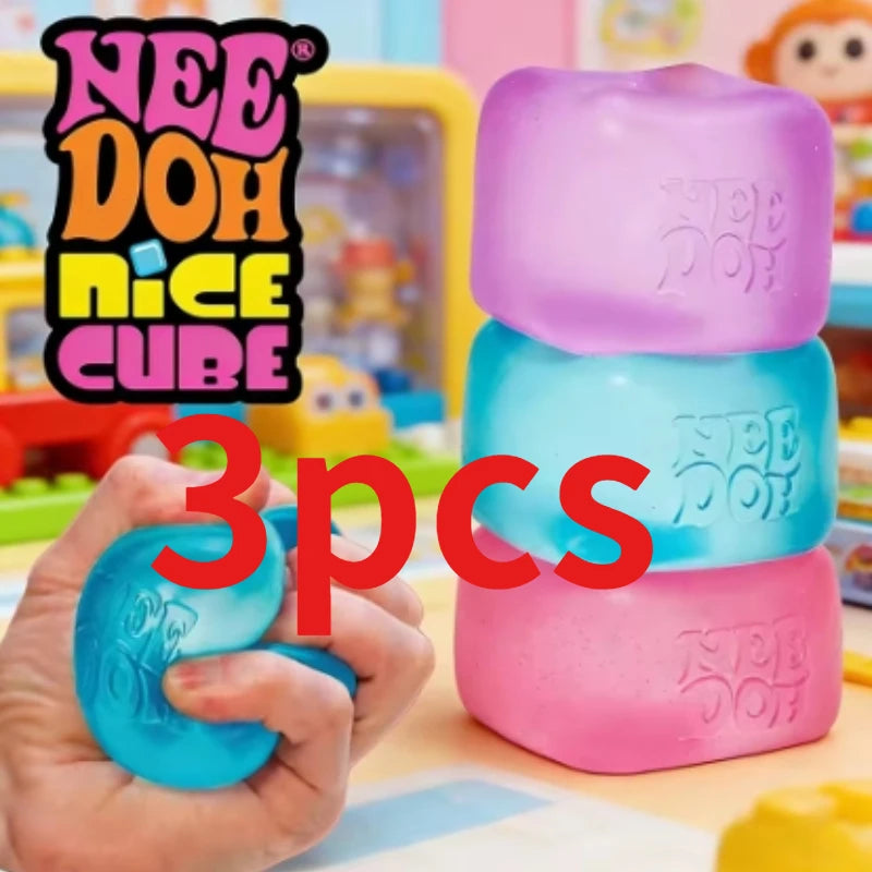 Schylling NeeDoh Nice Cube Sensory Squeeze Toy with Super Solid Squish Stress Relief Anxiety Sensory Toy 2.25" Cube Party Gifts