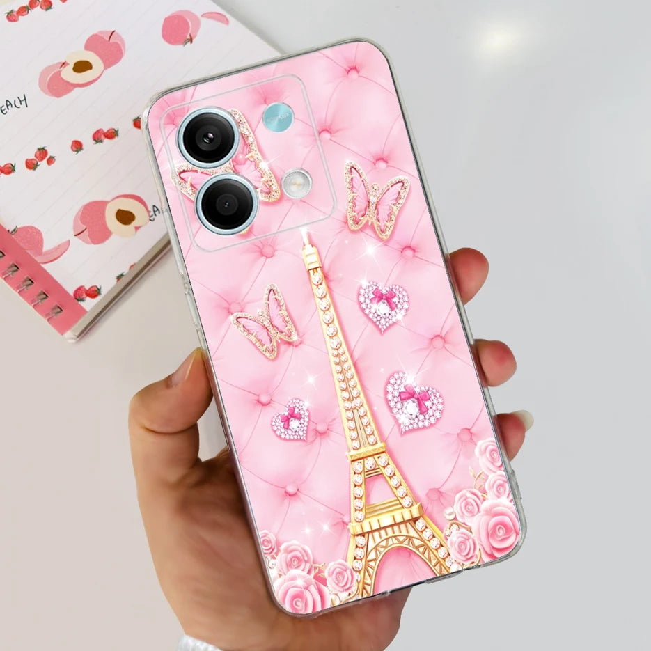 For Xiaomi Redmi Note 13 4G Case Cute Cat Butterfly Cover Soft Silicone Phone Case For Redmi Note 13 Pro Plus Note13 Full Bumper