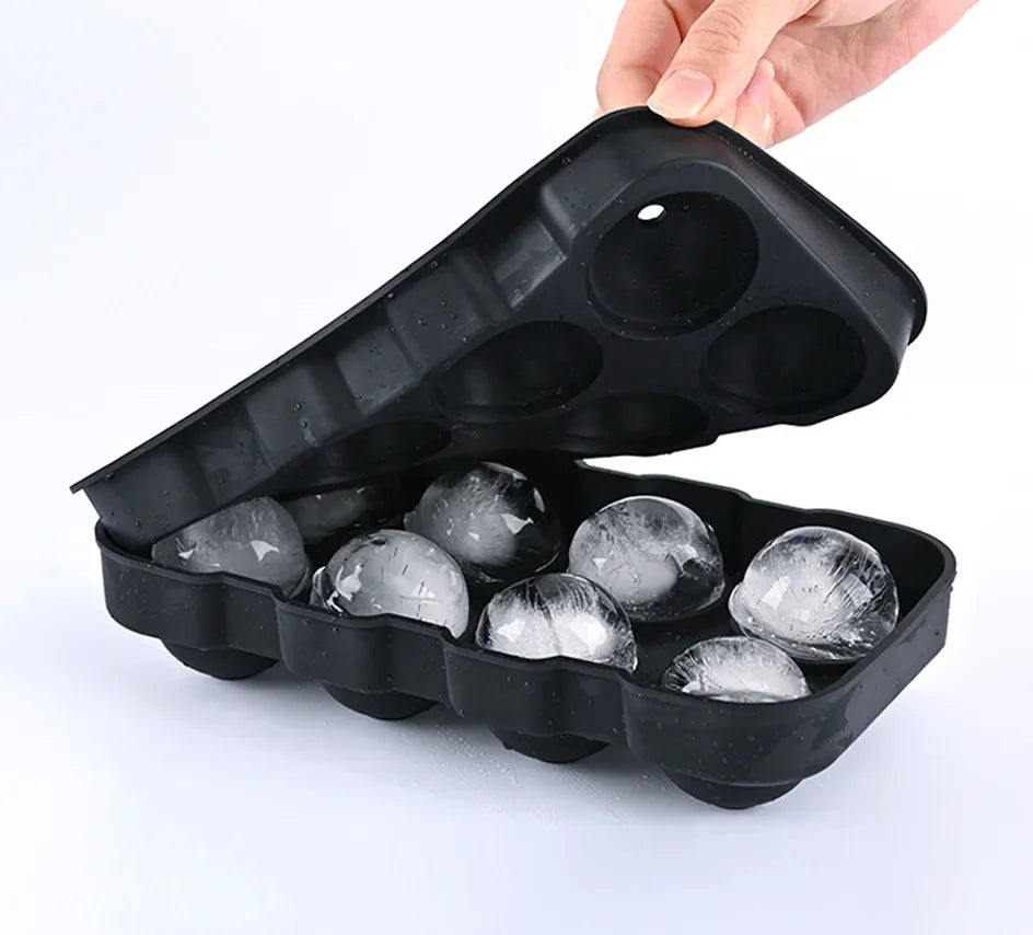 Ice Cube Tray Silicone Ice Ball Freezer Mold Square Ice Cube Maker with Lid 4/6/8 Grids for Whiskey Cocktail Coffee Accessories