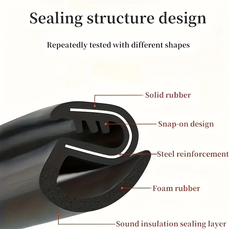 2pcs Car B-pillar Sealing Strip with Steel Bar Car Door Edge Seal Strip Car Rubber Weatherstrip Sound Insulation Sealing Strips