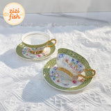 Classical Porcelain Cup&saucer 220ml Gold-plated Coffee Mug Water Mugs Dining Table Afternoon Tea Teacup Fruits Juice Cup