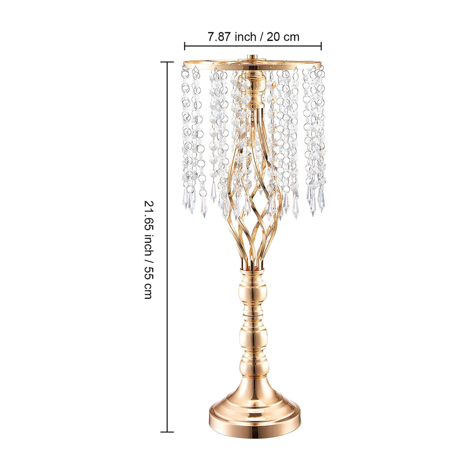 VEVOR Tall Crystal Wedding Flower Stand Metal Wedding Centerpiece Vase Gold Flower Holders Floral Display Rack for Wedding