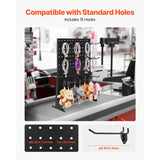 SucceBuy 1/2Sets Pegboard Display Stand 17x13in Tabletop Steel Peg Board Panel with 15 Hooks for Grocery Retail Jewelry Store