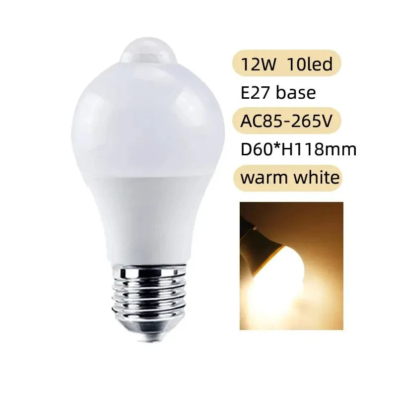 E27 LED Motion Sensor Bulb LED Lamp B22 PIR Sensor Light Bulb Auto ON/OFF Night Light For Porch Stairs Garage Security Lights