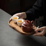Retro Walnut Tea Tray Wooden Round Serving Platter Tray Leaf Storage Wooden Tea Tray Plate Tea