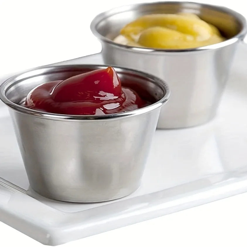 Heavy Duty Thickened 4/12 Pcs Round Stainless Steel Sauce Dishes Reusable Dipping Cups Corrosion-Resistant Commercial Grade