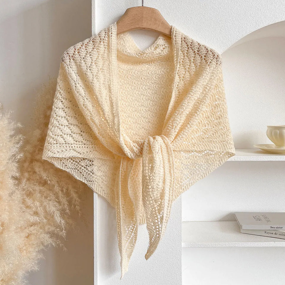 Korean Hollow Out Knitted Shawl Summer Air Conditioning Fake Collar Neck Guard Knit Thin Knotted Cape Shoulder Scarf For Women