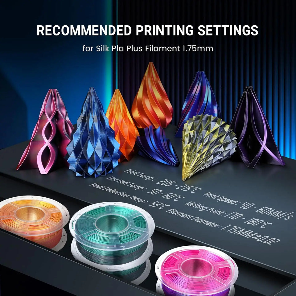 SUNLU Silk PLA PLUS 3D Filament 1.75mm Double Colors Silk Textures Pla+ Gradient Colors Filament for Most FDM 3D Printer 3KG
