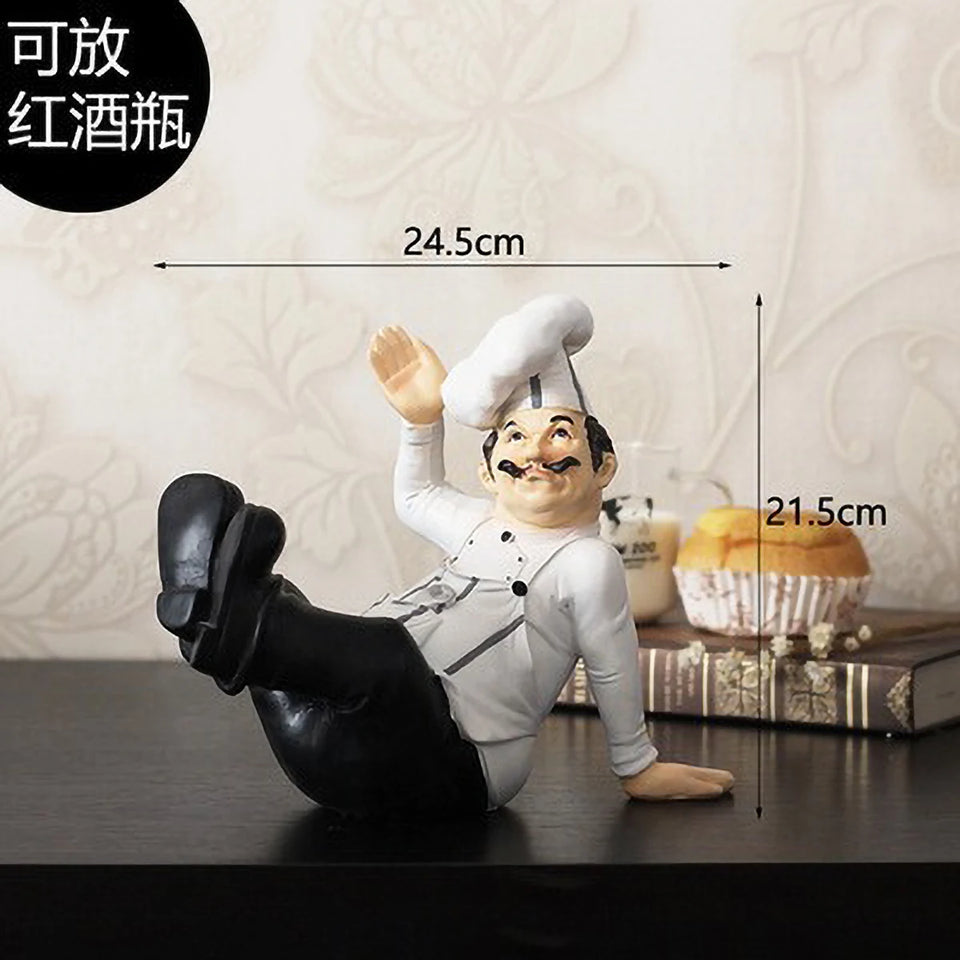 Restaurant Resin Decor - Chef Figurine & Bar Ornaments for Cafe, Commercial Kitchen Decorations Durable Resin Craft