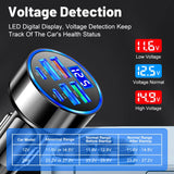 6 In 1 Car Charger Total 100W Super Fast Charging Multi-port Voltage Car With Vehicle Digital Display Mobile car Phone Charger