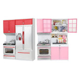 Pretend Play Toy Kitchen, Plastic Play Kitchen with Lights & Sounds, Cookware Pretend Cooking Food Set Toddler Gift Toy