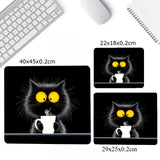 Kawaii Coffee Cat Mouse Pad Black Square Gaming Accessory Rubber Deskmats HD Non-Slip Computer Keyboard Mat New Laptop Mousepad