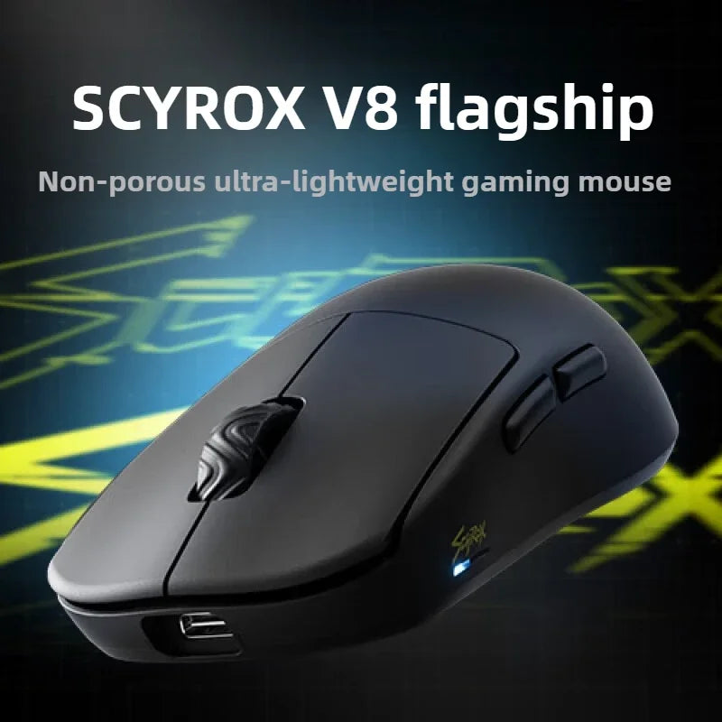 [IN STOCK ] SCYROX V8 8K Wired And Wireless Ultra-Lightweight 36g Gaming Mouse Ergonomics PAW3950 E-Sports Mice PC Gamer Accy