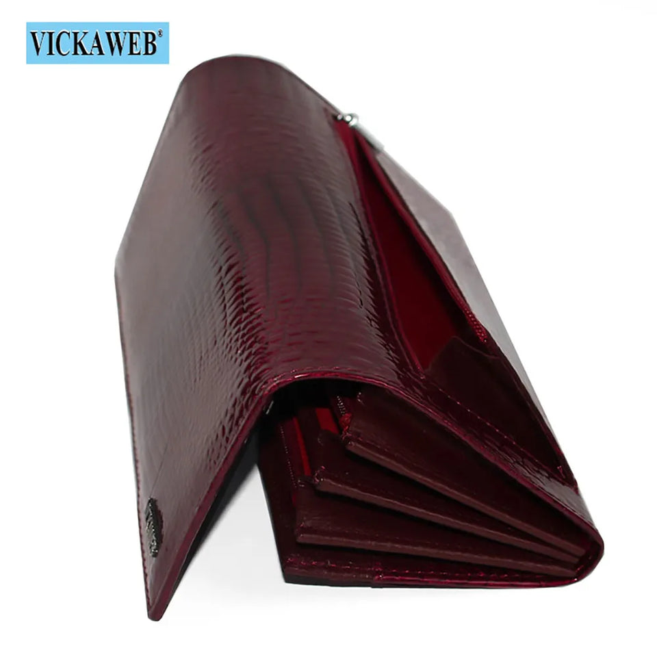 New Women Magnetic Hasp Wallet Genuine Leather Coin Purse Ladies Long Fashion Female Card Hold Money Bag AE501-1