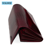 New Women Magnetic Hasp Wallet Genuine Leather Coin Purse Ladies Long Fashion Female Card Hold Money Bag AE501-1