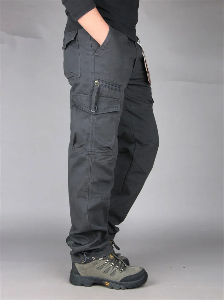 Camping Hiking Pants Men Cargo   Cotton Overalls Straight  Trousers Multi-Pocket Baggy  Slacks Pants