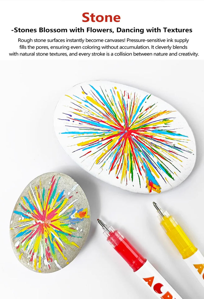 GuangNa 12 Colors/box Direct Liquid Hardhead High-gloss Acrylic Marker, for Student Notebook Writing, DIY Painting Graffiti