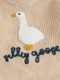 0-3T Toddler Baby Boy Girl Knit Sweater Silly Goose Embroidery Long Sleeve Knitted Sweatshirt Warm Fall Winter Clothes