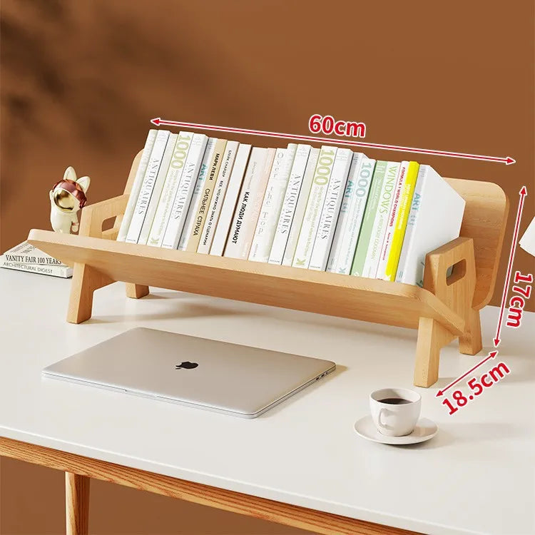 Wooden Desktop Bookshelf Portable Desktop Storage Rack Tilting Bookshelf Suitable for Study Room Decoration Office Desk