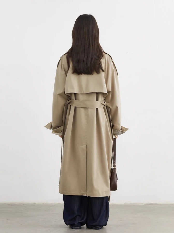 CHIC VEN Women Long Trench Coat Loose Casual New Plaid Patchwork Female Windbreaker Office Ladies Outerwear Spring Autumn 2025