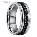 Dropshipping 8mm New Arrivals Men Women Stainless Steel Rotate Chain Ring Stepped Grooved Brushed Festival Fashion Gift Jewelry