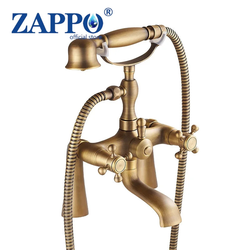 ZAPPO Bathtub Faucet Vintage Telephone Style with Dual Handles Deck mounted bathtub Faucet set Hot and Cold Water Mixer Tap