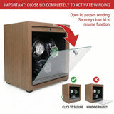 Watch Winder for Automatic Watches Box Storage 3 Slots Mechanical Watch Case Black Walnut Wood Safe Display Box LED Light