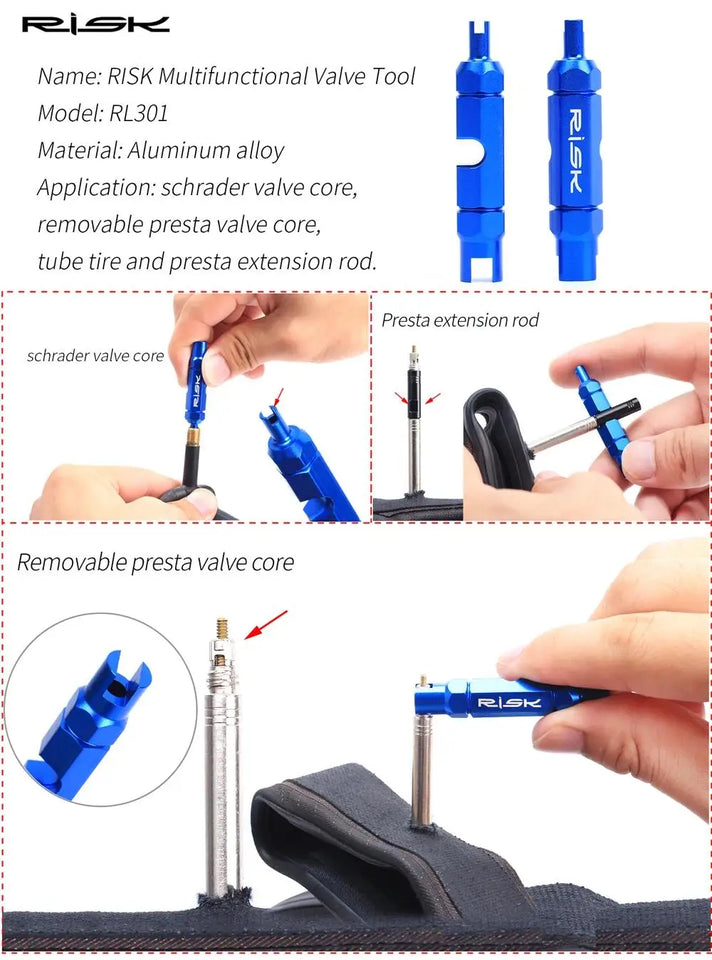 Cycling Bike Bicycle Tubeless Tyre Sealant Injector Injection and Syringe Schrader Presta Valve Core Removal Tool