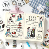 JIANWU Good Collection Book Series Vintage Life Character Landscape Material Collage PET Sticker Creative DIY Journal Stationery