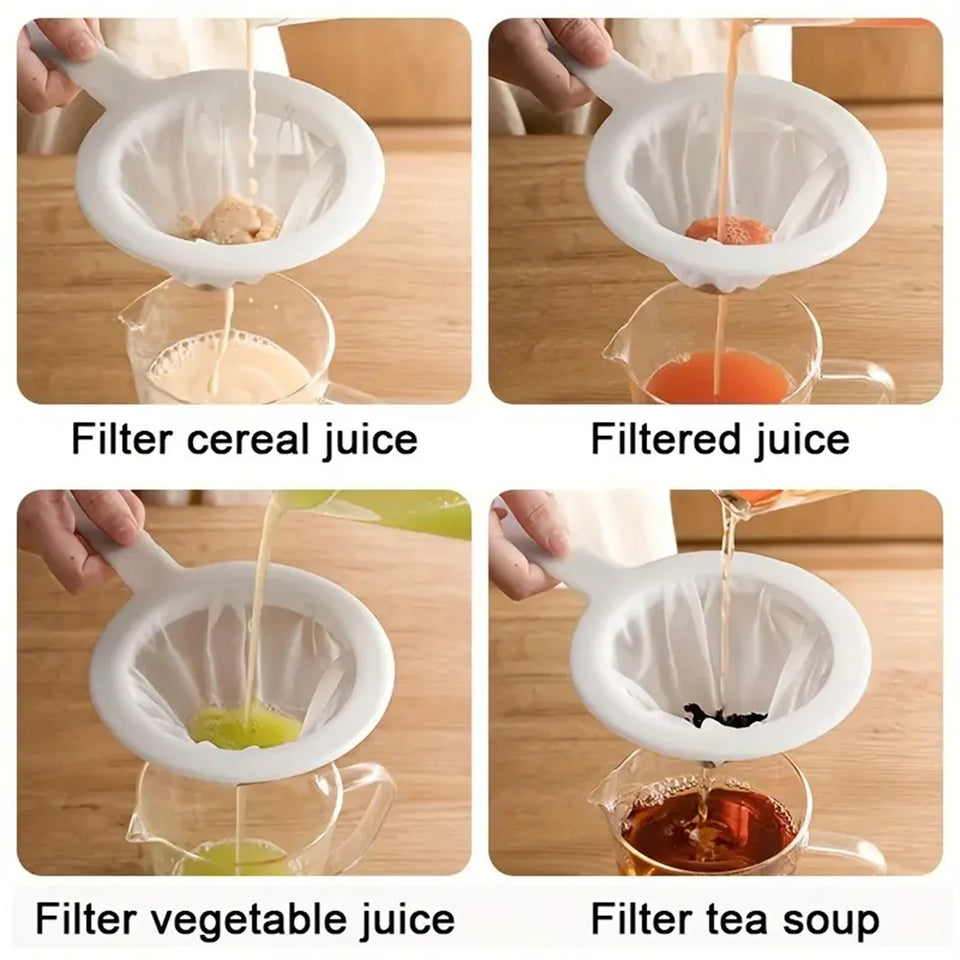 3Pcs Kitchen Ultra-Fine Nylon Mesh Strainer Soybean Milk Yogurt Juice Filter Reusable Tea Coffee Residue Filter Kitchen Fine Net