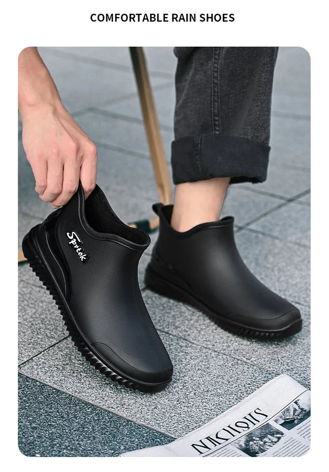 Couples Short Rain Shoes Fashion Light Waterproof Shoes Non-Slip Sports Korean Rain Boots