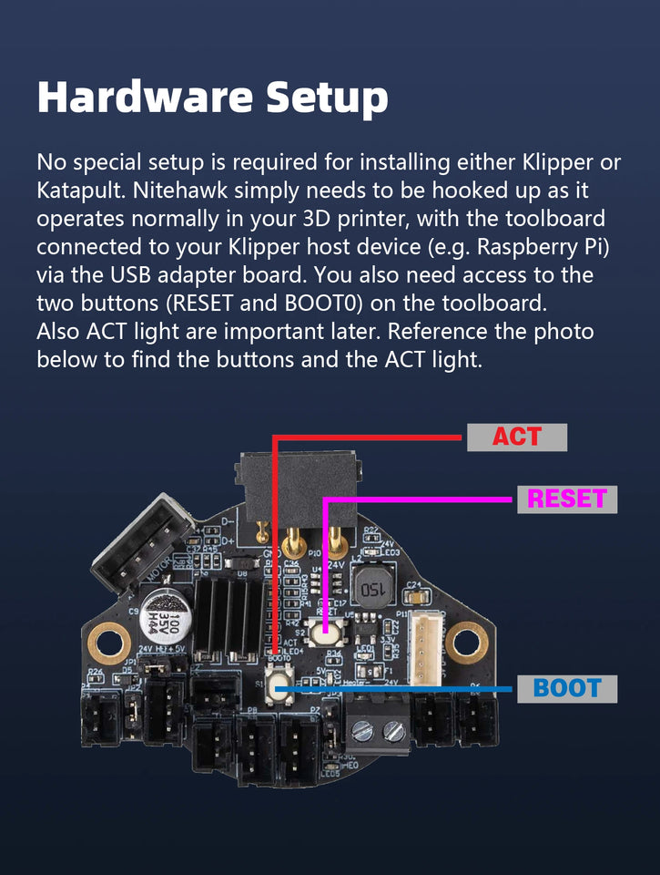 BLV® New Nitehawk LDO toolboard featuring RP2040 MCU TMC2209 drive ADXL345 accelerometer and USB port Voron StealthBurner